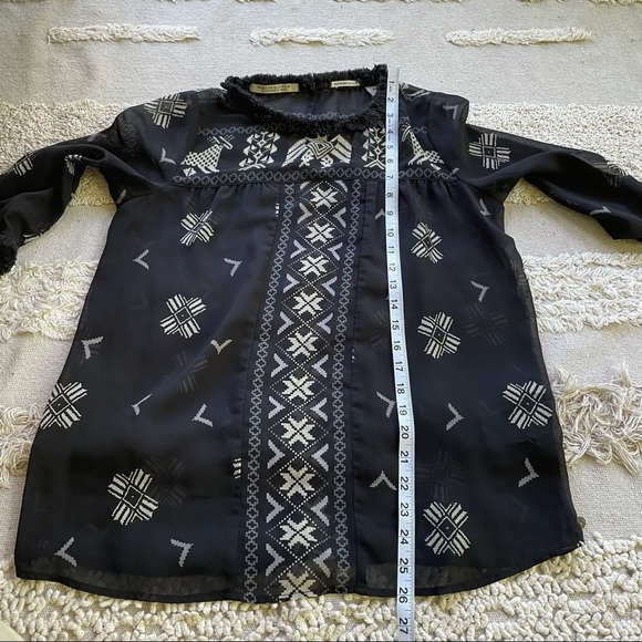 Maison Scotch Mademoiselle Top Blouse Black Aztec - Picture 13 of 16